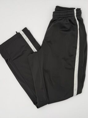 Nike Dark Grey Track Joggers with White Side Stripe and Zip Bottom Legs
